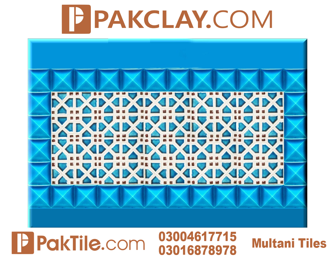 2 Blue Pak Clay Outdoor Wall Multani Tiles Design