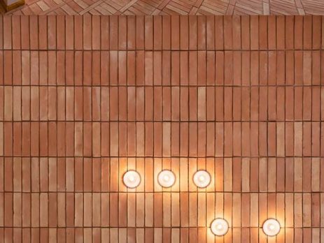 Livingroom terracotta wall tiles design in lahore
