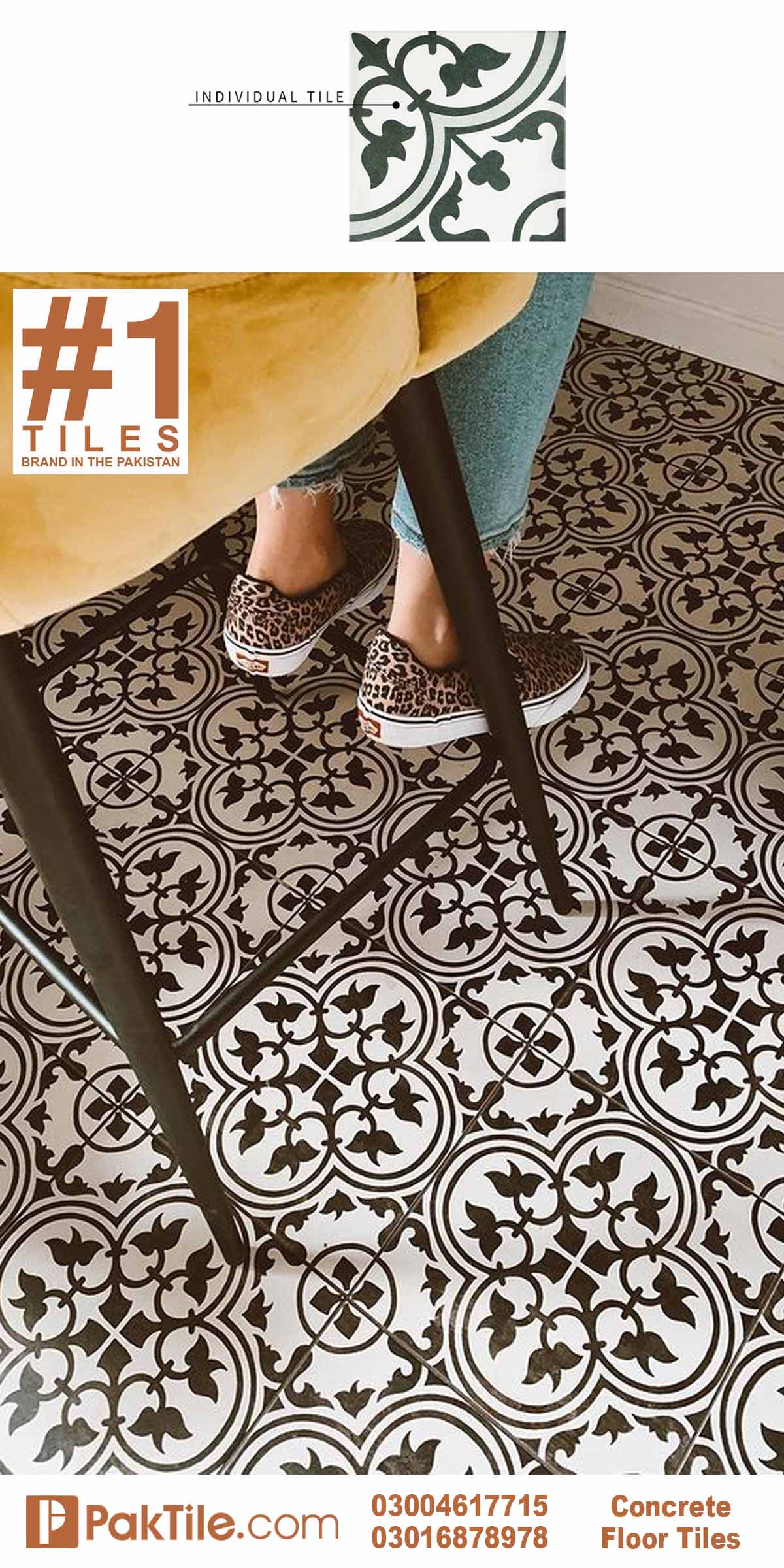 5 Pak Clay Cement Pattern Floor Bathroom Tiles Design