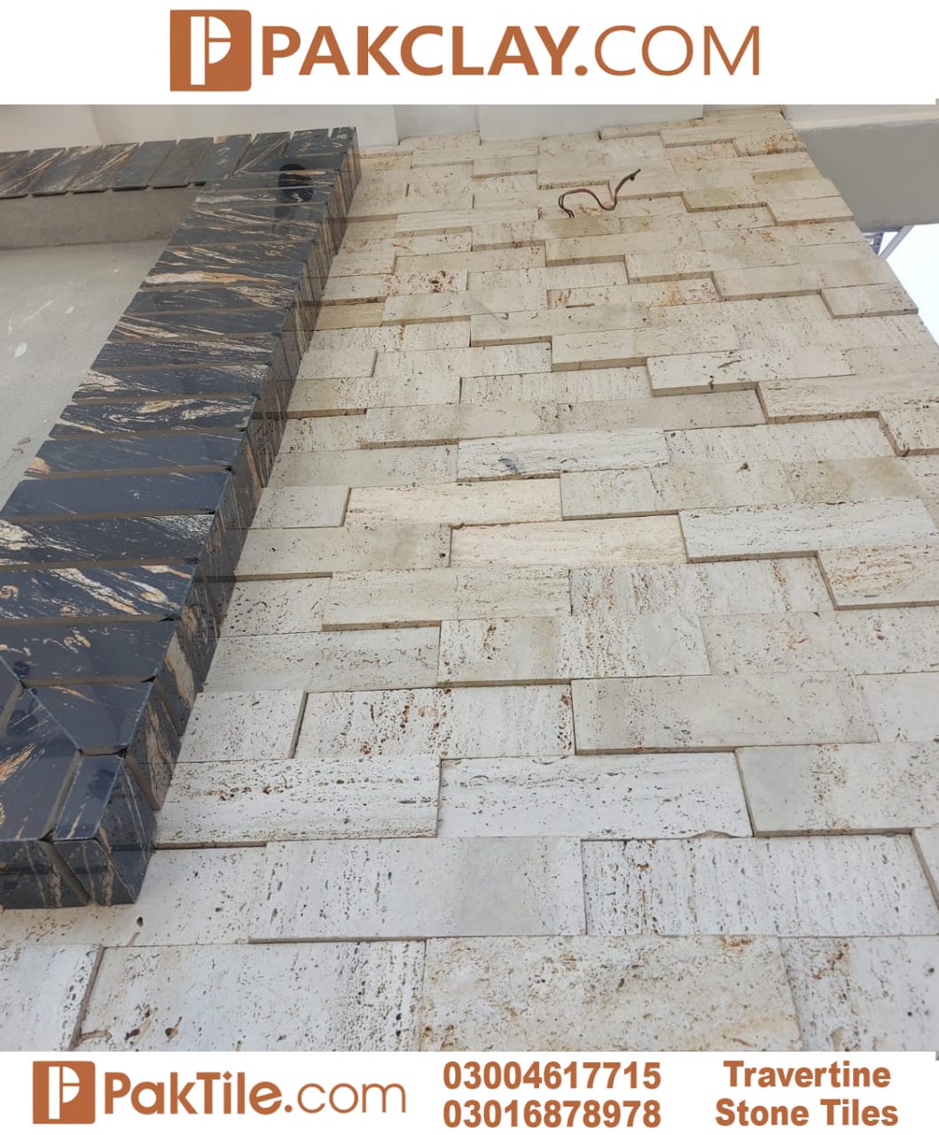 Travertine clad stone wall cladding tiles