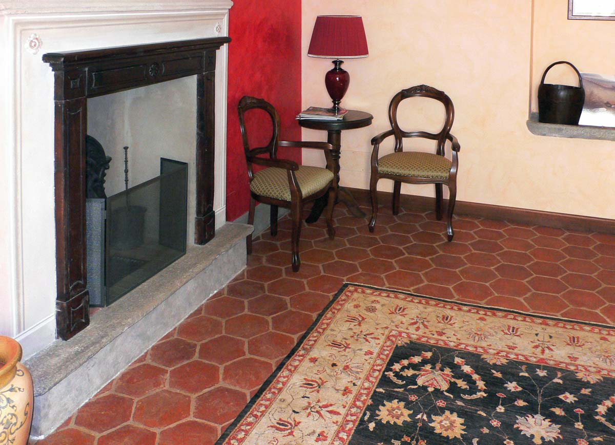 Hexagon Clay Floor Tiles 6×6