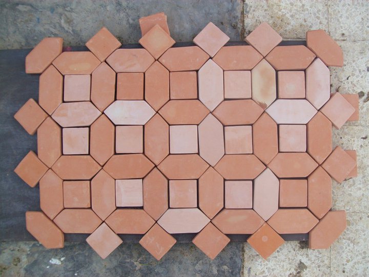 Picket and Square Clay Floor Tiles