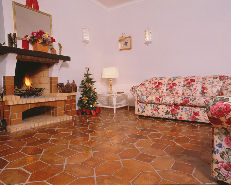 Picket and Square Clay Floor Tiles