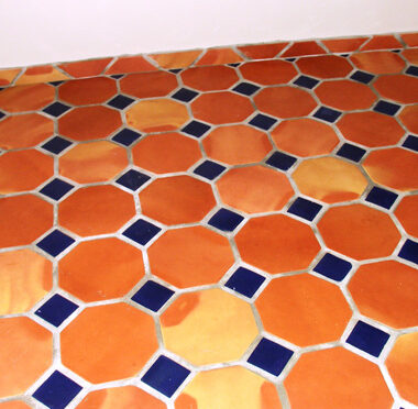 Octagon clay floor tiles and blue mosaic with skirting Islamabad